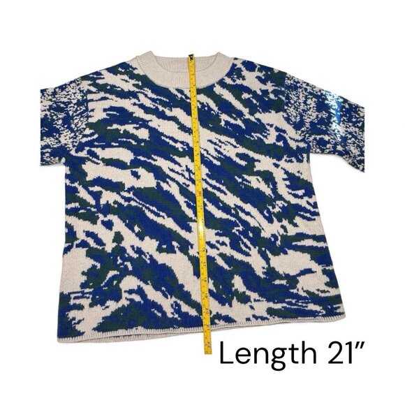 Lululemon Merino Wool Blend Abstract Knit Sweater Blue Green Size 2 - Picture 8 of 10